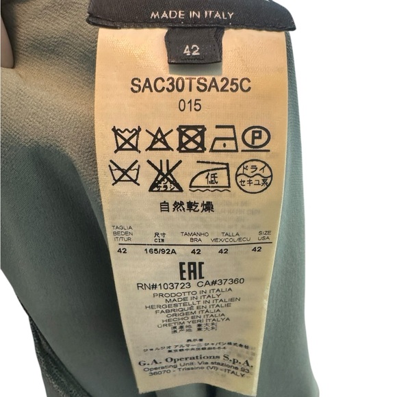 Giorgio Armani Main Line Green Sleeveless 100% Silk Top, Size 6 - Picture 4 of 4